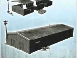 Large modern single storey brick warehouse with access ladde-0
