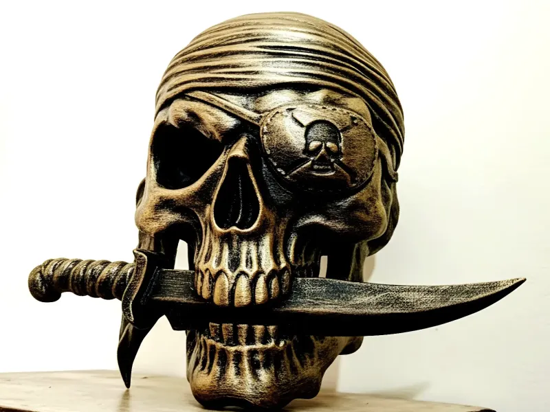 Pirate Skull with Knife- Desk and Wall Displays