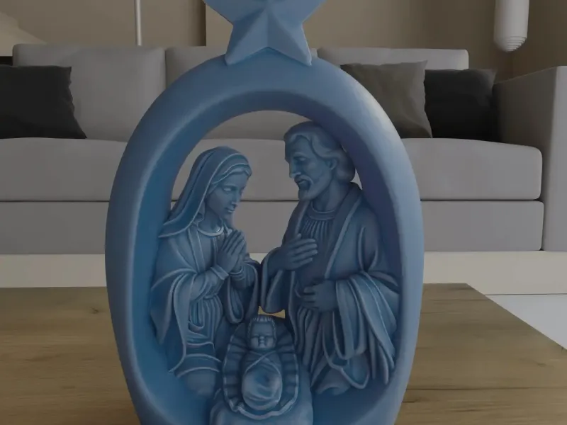 Detailed Holy Family Nativity Scene STL 3D Print Model