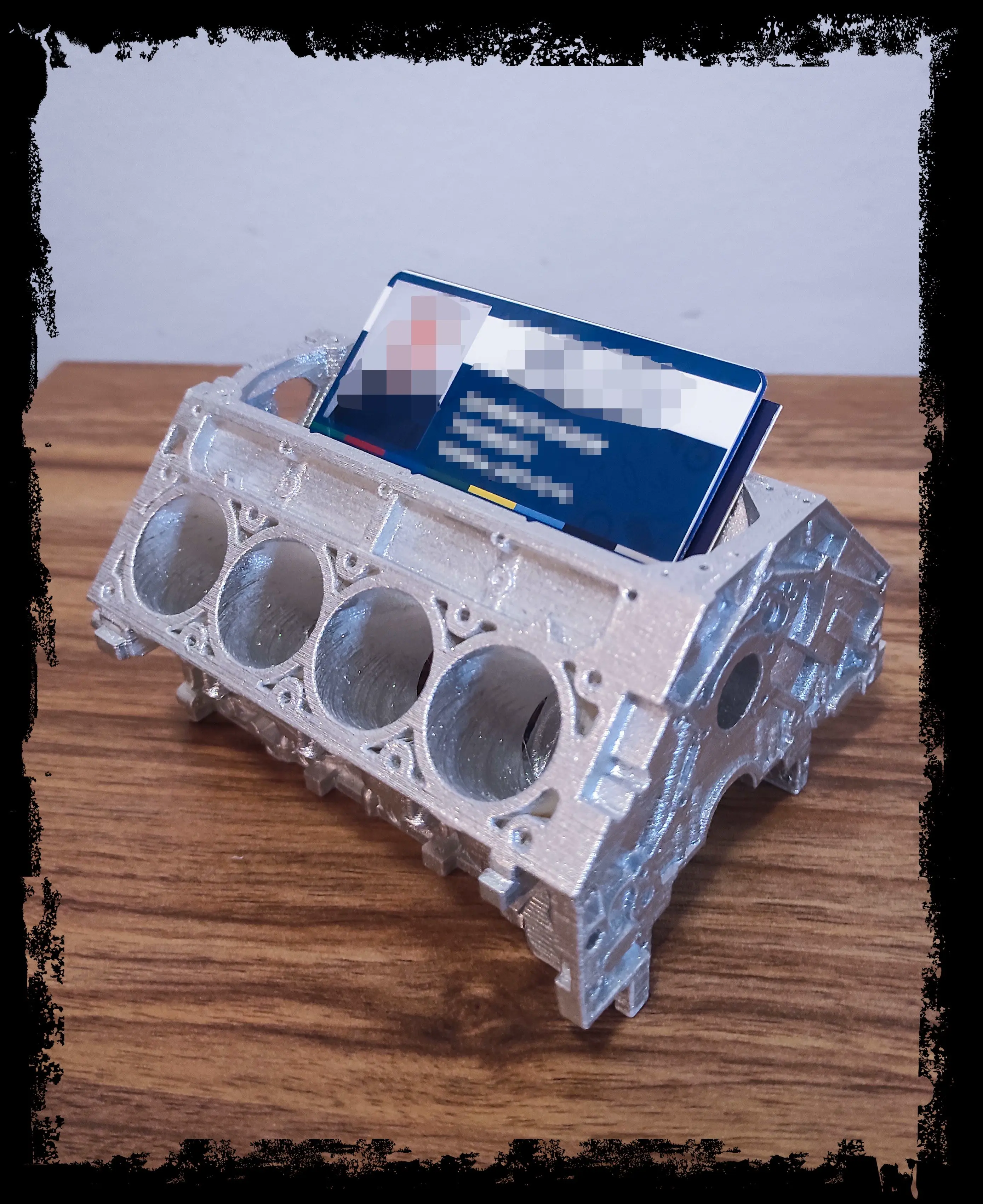 V8 Engine Block Name Card and Pen Holder