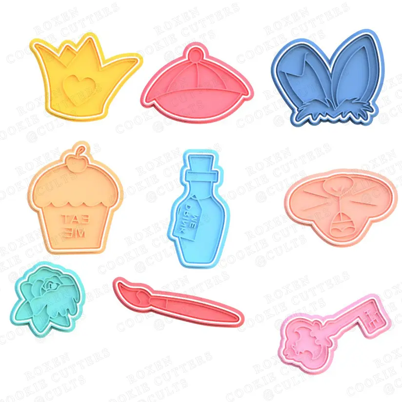 Alice in Wonderland cookie cutter set of 9