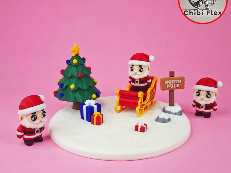 Flexi Baby Weihnachtsmann & Diorama-Set mit beweglichem Kopf