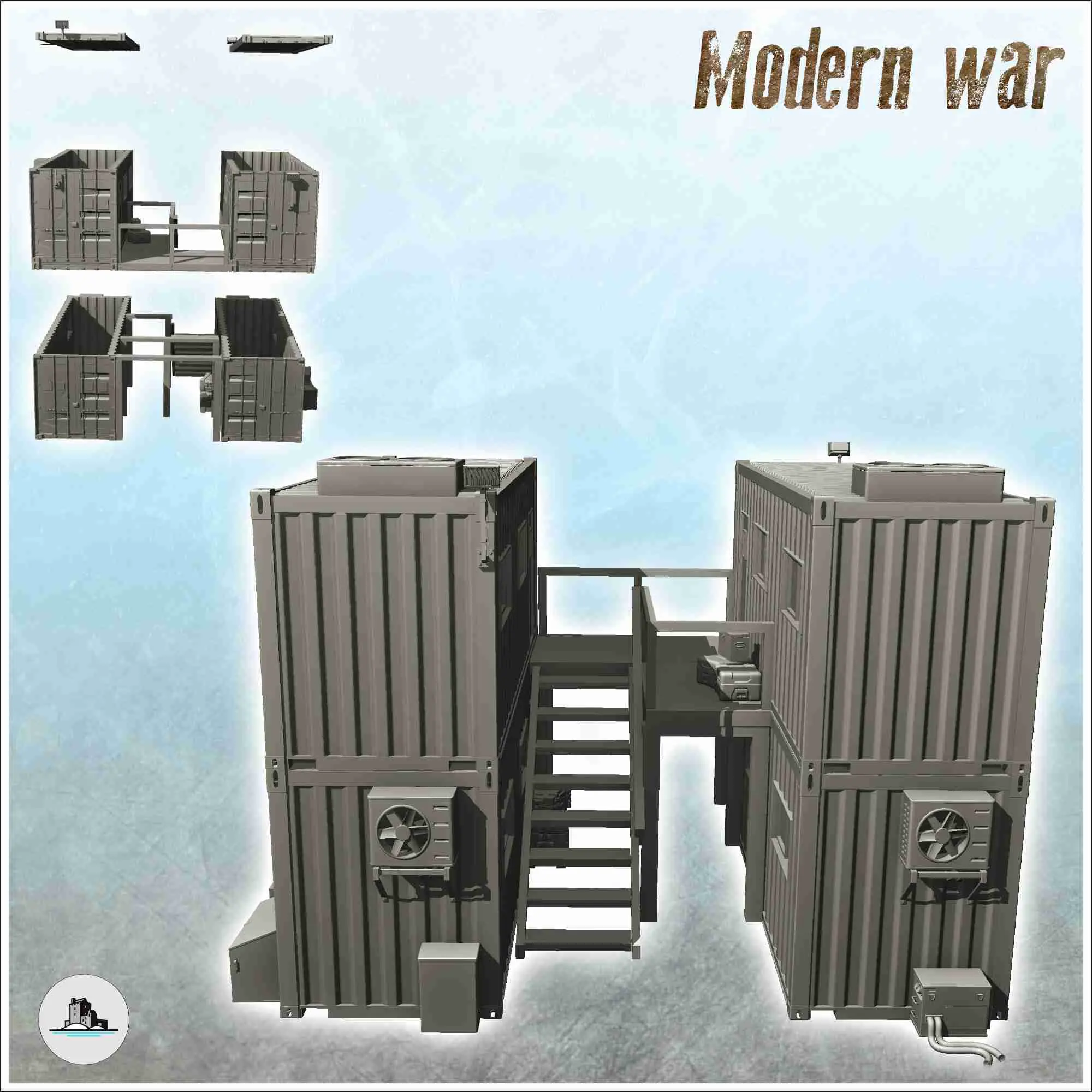 Poste de commandement moderne en containers (1) - scenery miniatures c