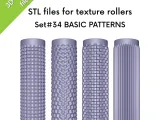 Basic Textures Clay Rollers, stripes, grooves, Set 34-0