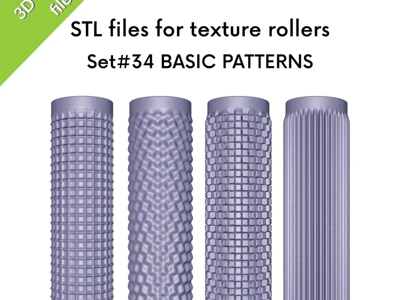 Basic Textures Clay Rollers, stripes, grooves, Set 34