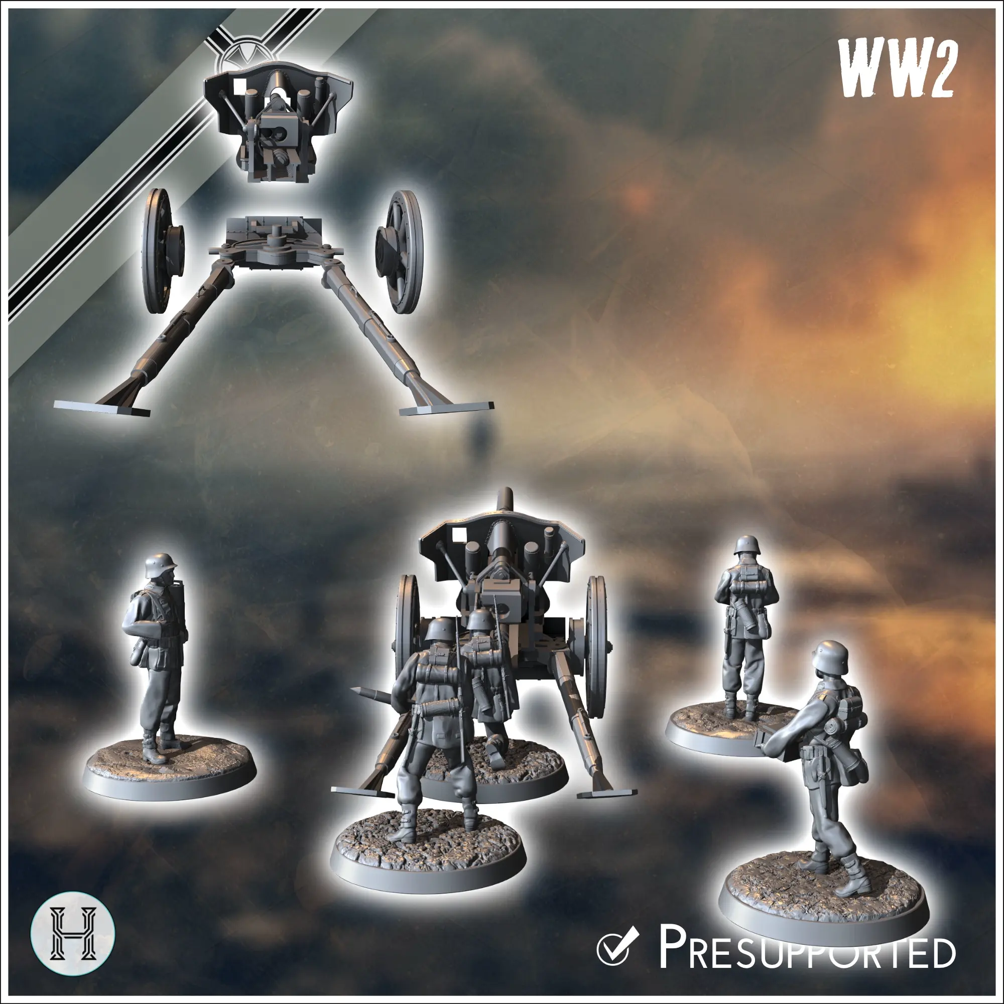 105mm leFH 18 obusier léger allemand - miniatures ww2 v
