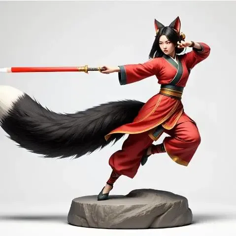 3259  Color 3D Model of a Fox-Woman Practicing Kung Fu  STL