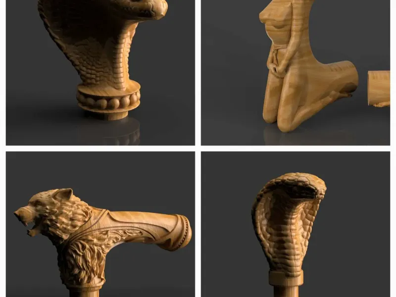 Cane handle, Gear shift knob. Cobra, Girl, Wolf