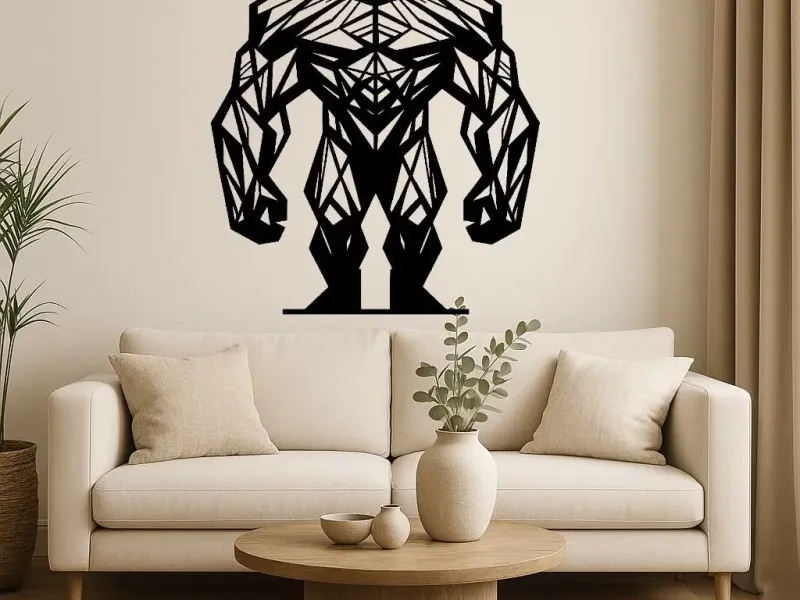 Geometric Superhero Wall Art Hulk – Modern Polygon Strongman