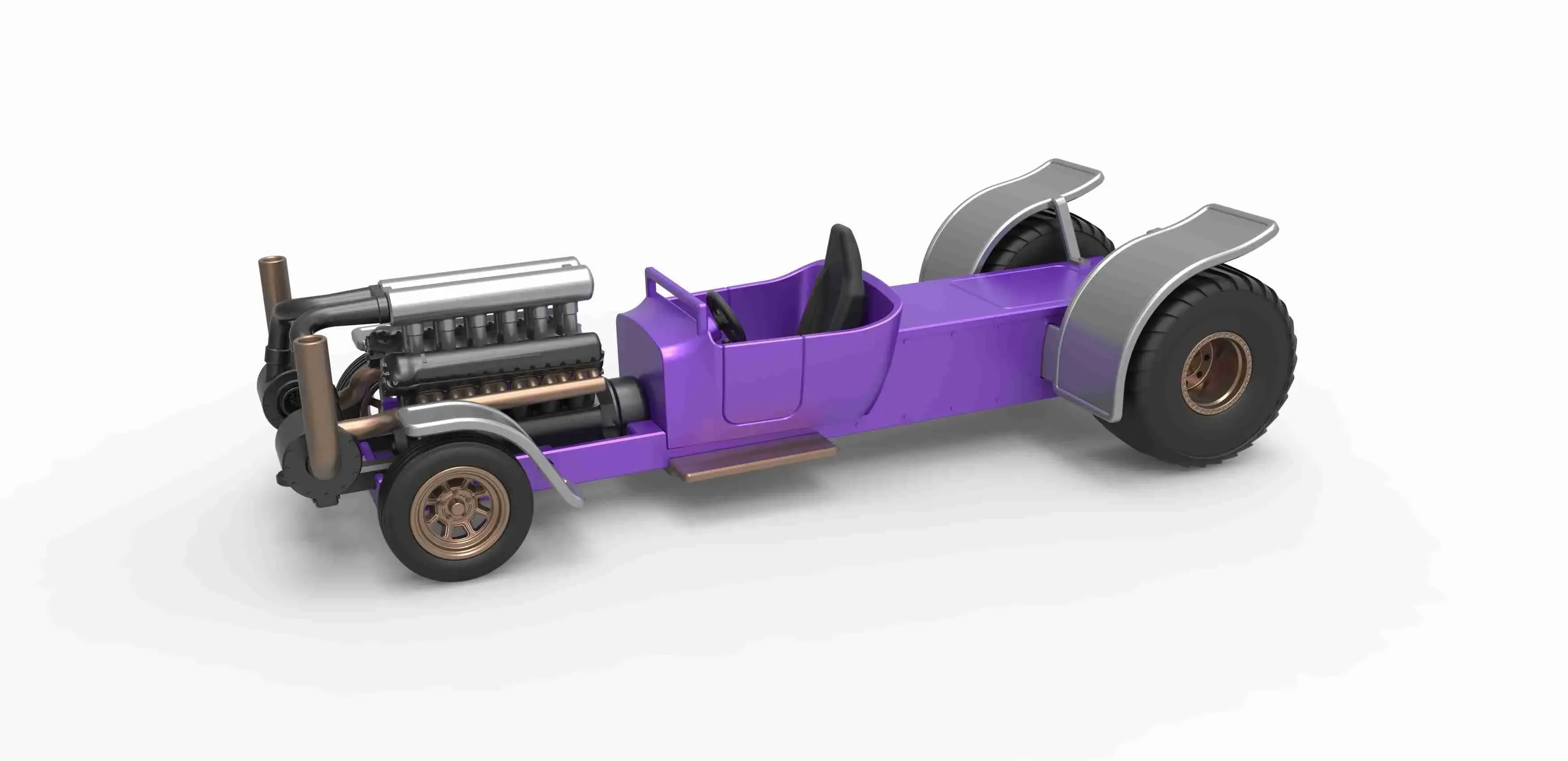 Pulling truck 2wd Hot rod with turbo V12 Scale 1:25