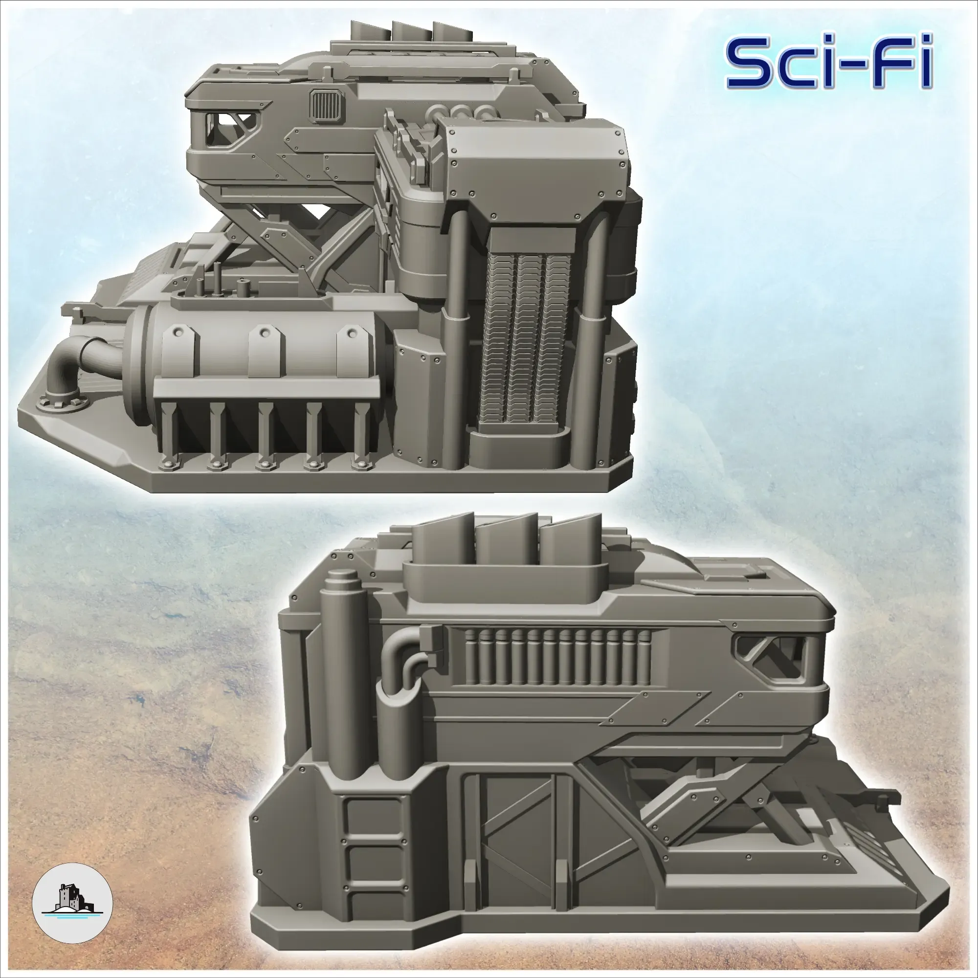 Sci-Fi headquarters & tank Terrain Scifi Science fiction SF
