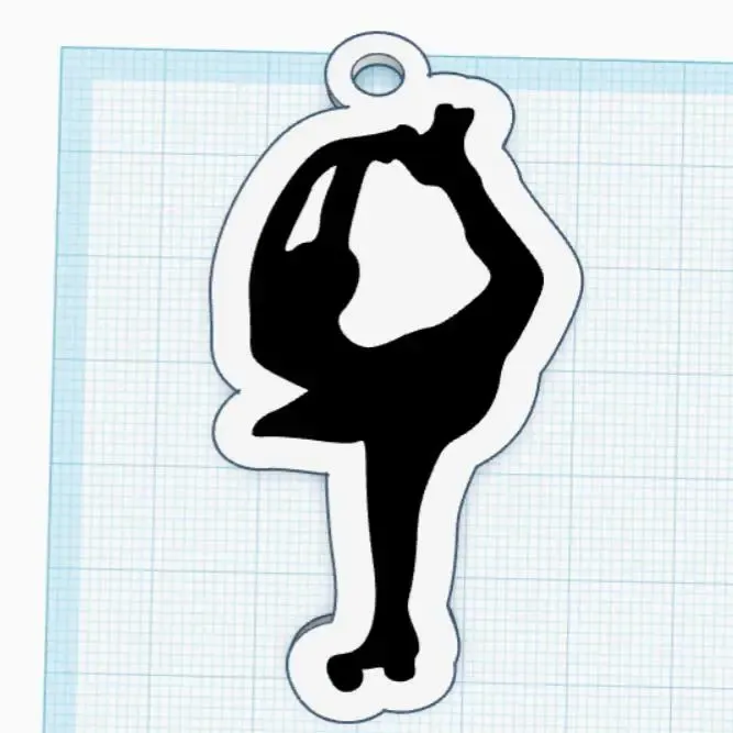 Figure Skater Silhouette Keychain – STL File for 3D Printing