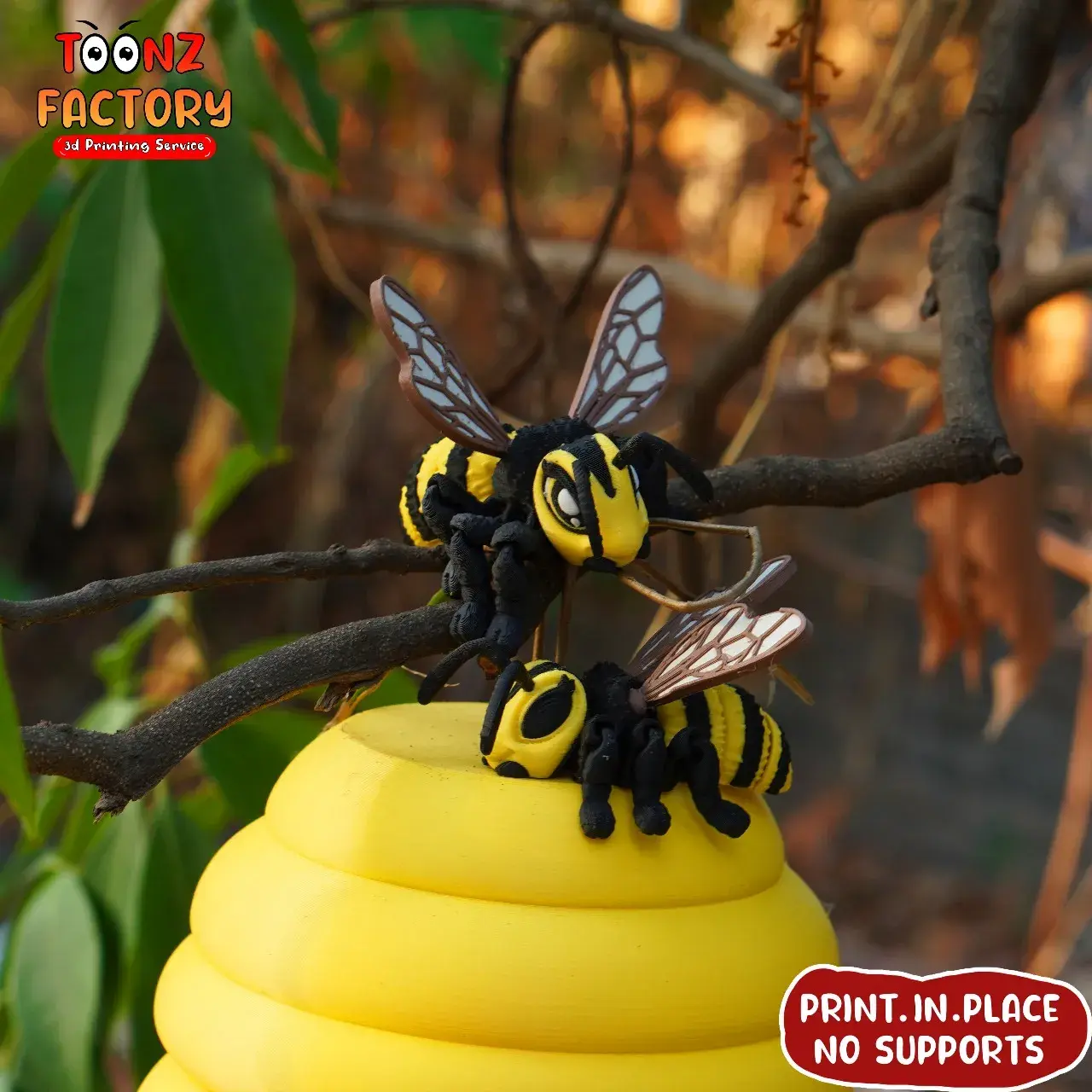 Print In Place Cute Flexi Bee & Beehive