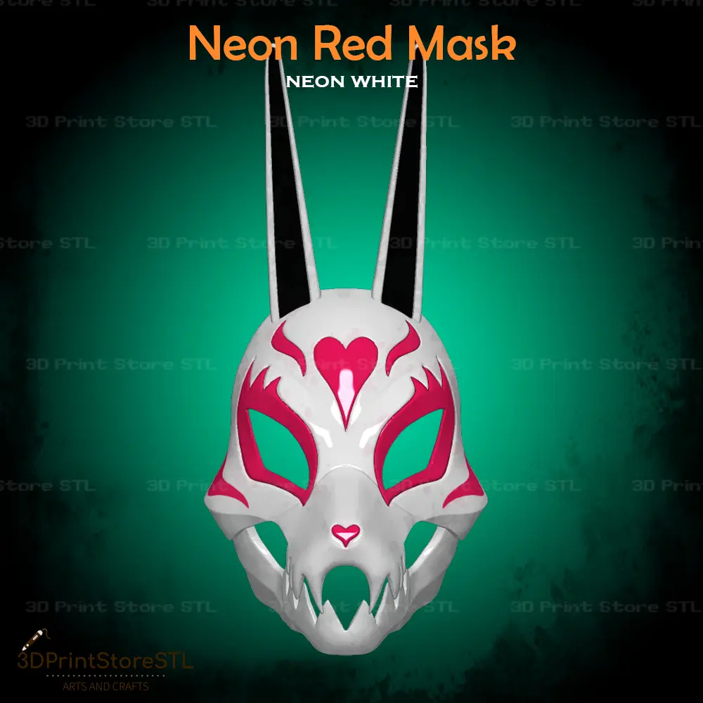 Red Mask Cosplay Neon White Game - STL File