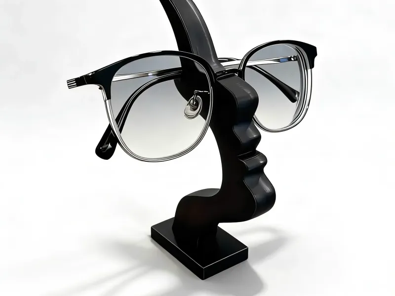 modern eyeglass holder doubles as a piece of art