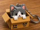 Pixel Cat in Box Keychain-0
