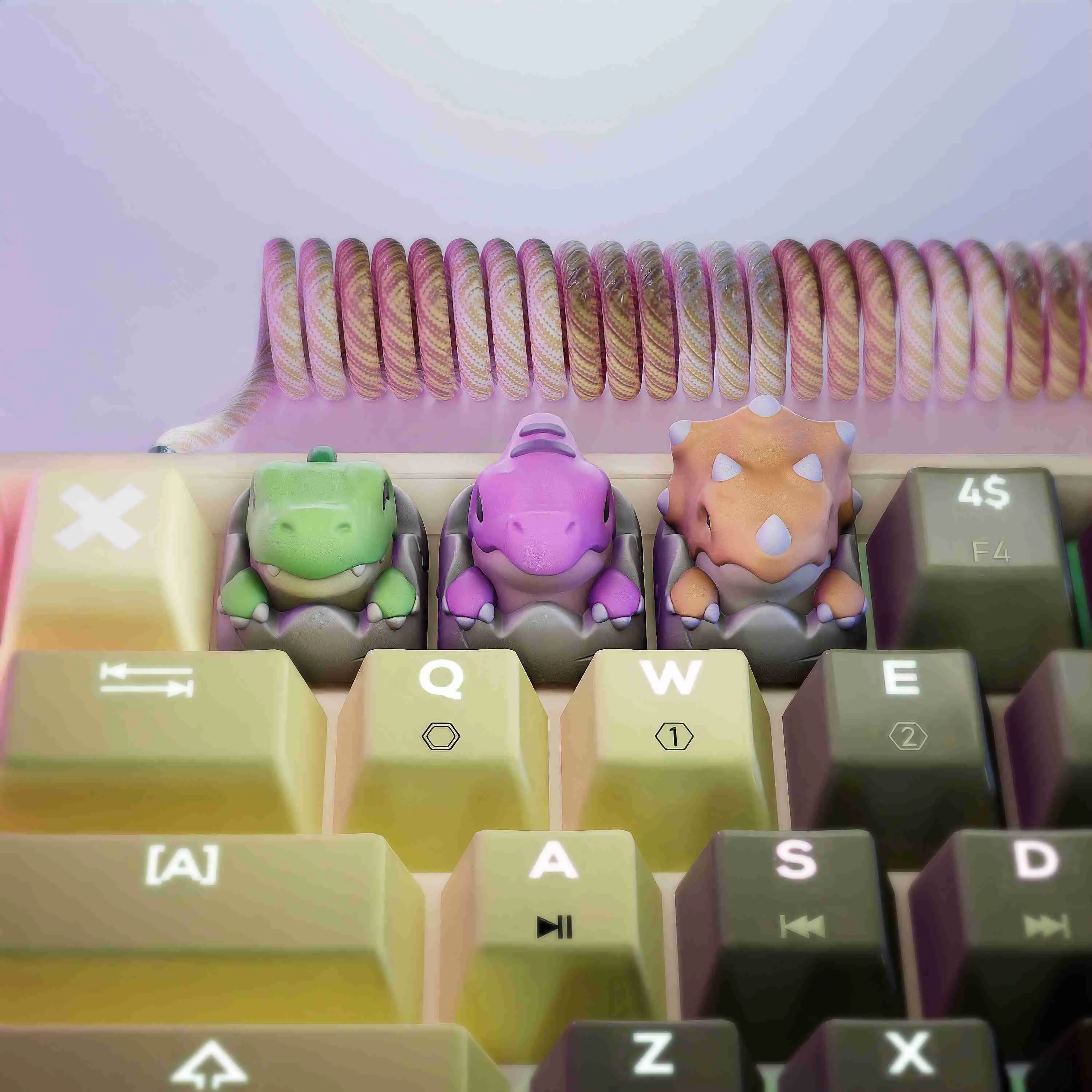 Dinosaur Hatching keycaps - Teclado mecánico
