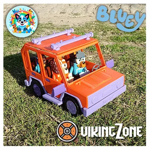Aventura familiar con el coche de Bluey: modelo impreso en 3D e incluye