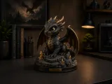 Crystal Hatchling Guardian | Fantasy Dragon Desk Statue-1