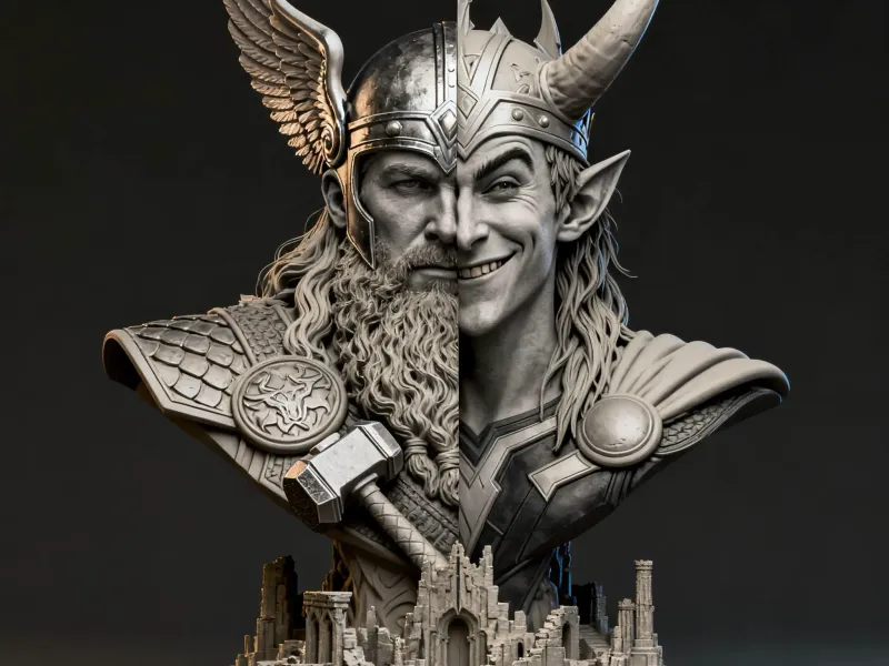 Thor vs Loki – 3D Printable Dual Bust Fan Art