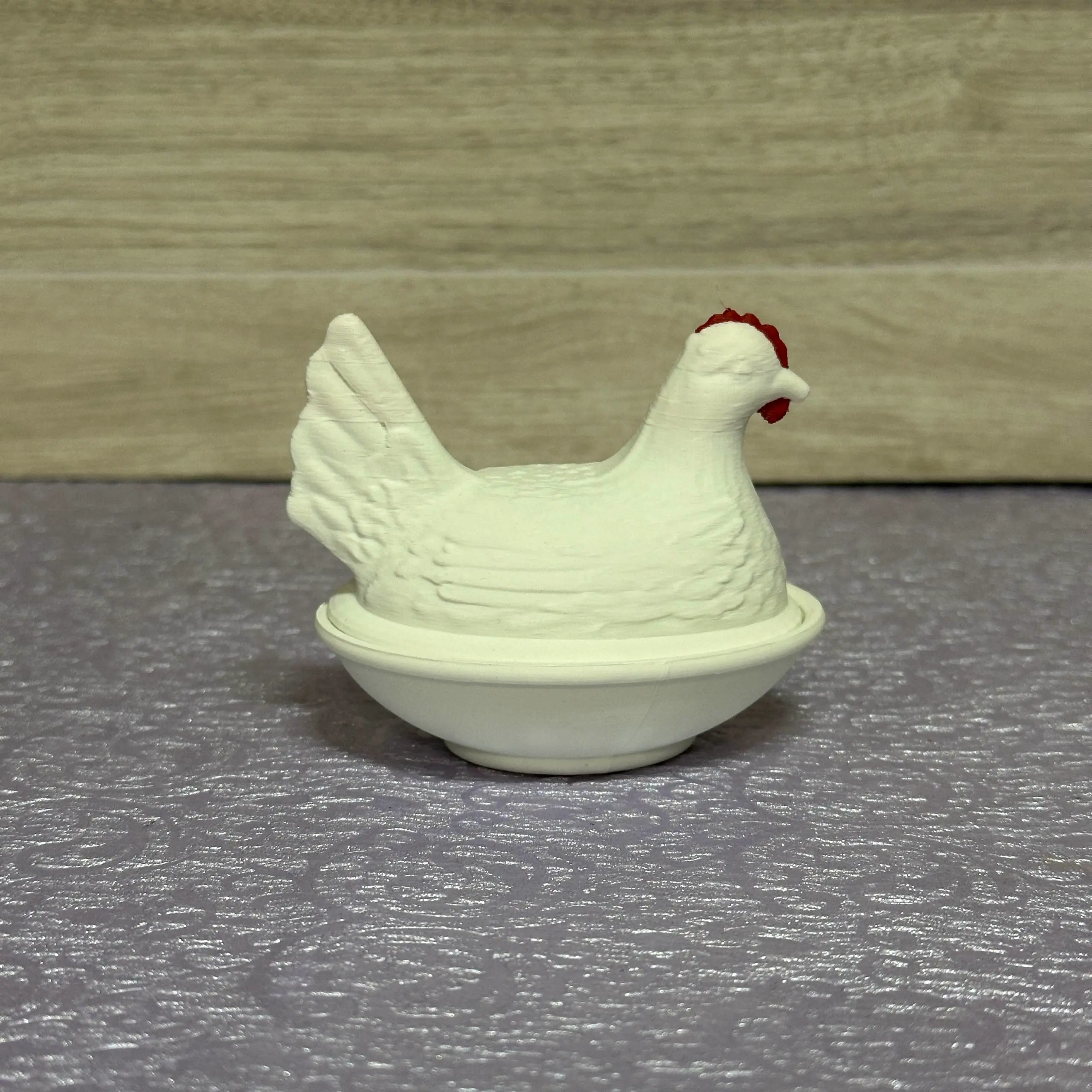 Hen on Nest, Indiana Glass Inspired.