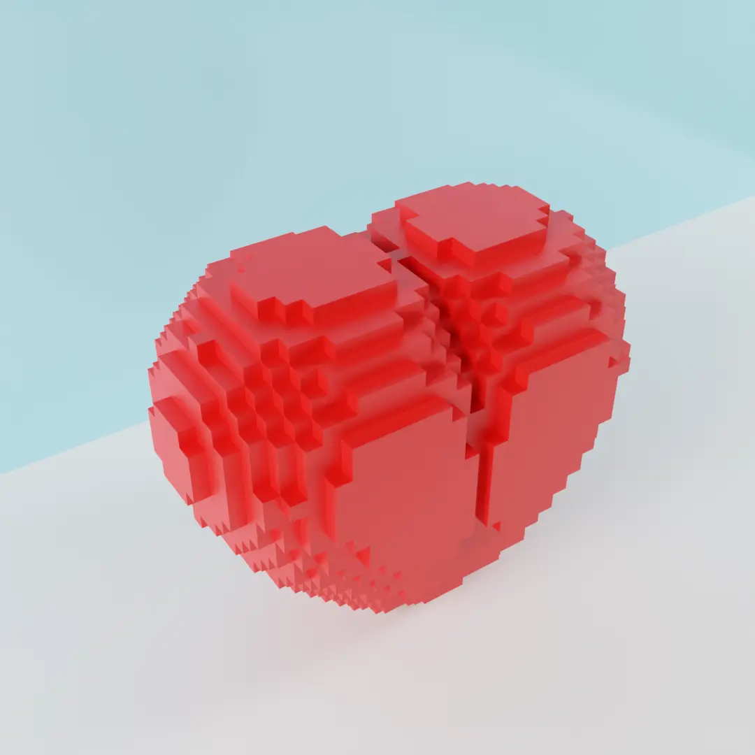 corazón de 8 bits 3D