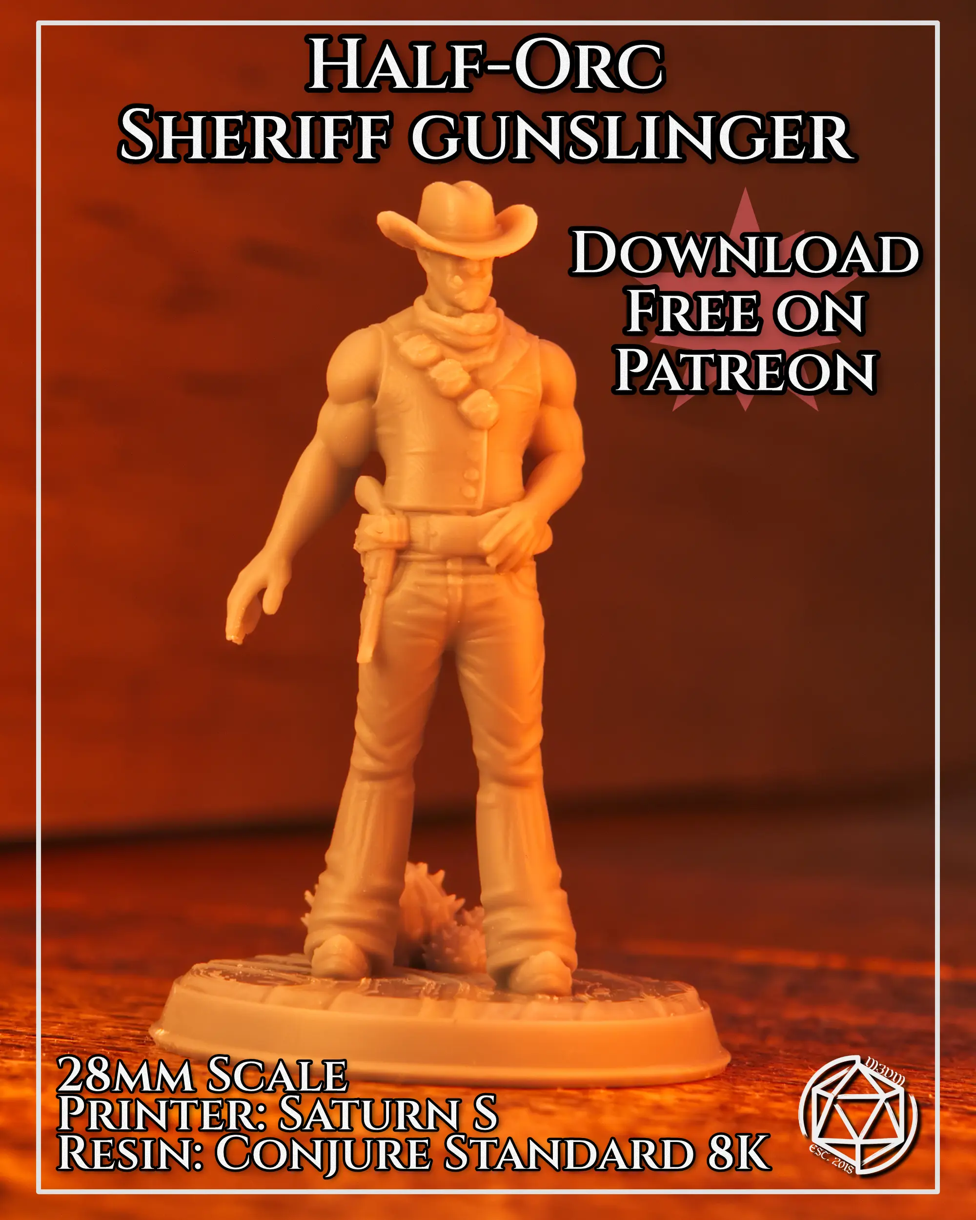 Halb-Ork Sheriff Revolverheld