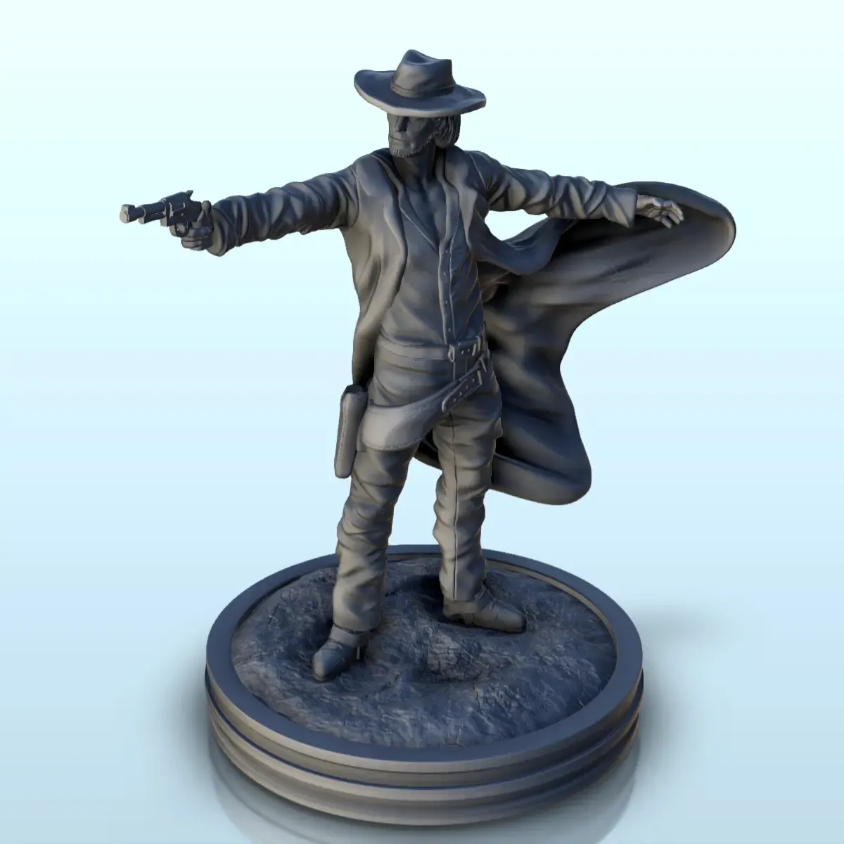 Cowboy with revolver and cape in the wind (8) - Old West Fig