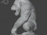Angry Gorilla Statue STL | Roaring Gorilla Figurine | Single-2