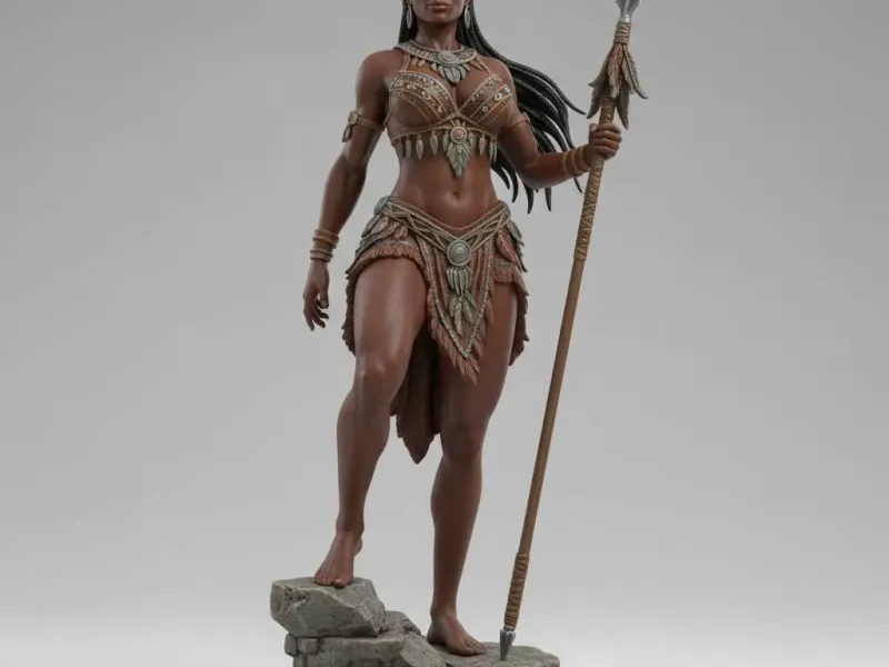 Stone Path Huntress – Tribal Spear Collectible Figurine