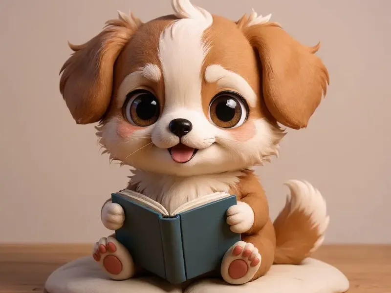 PERRO LEYENDO UN LIBRO