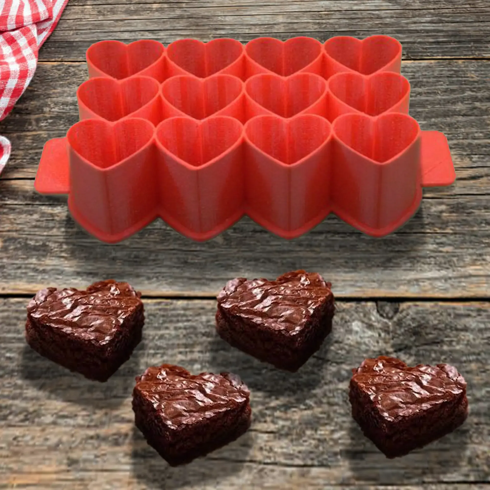 BROWNIES AND COOKIES CUTTER - HEART SHAPE - 12 CAVITIES