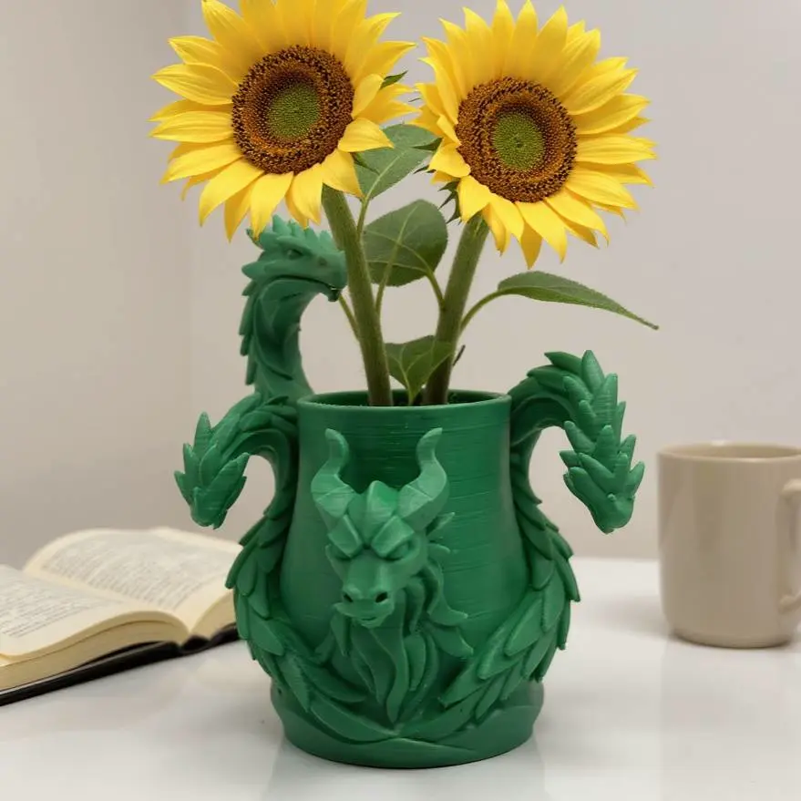 Draconic Sentinel" – 3-Headed Dragon vase
