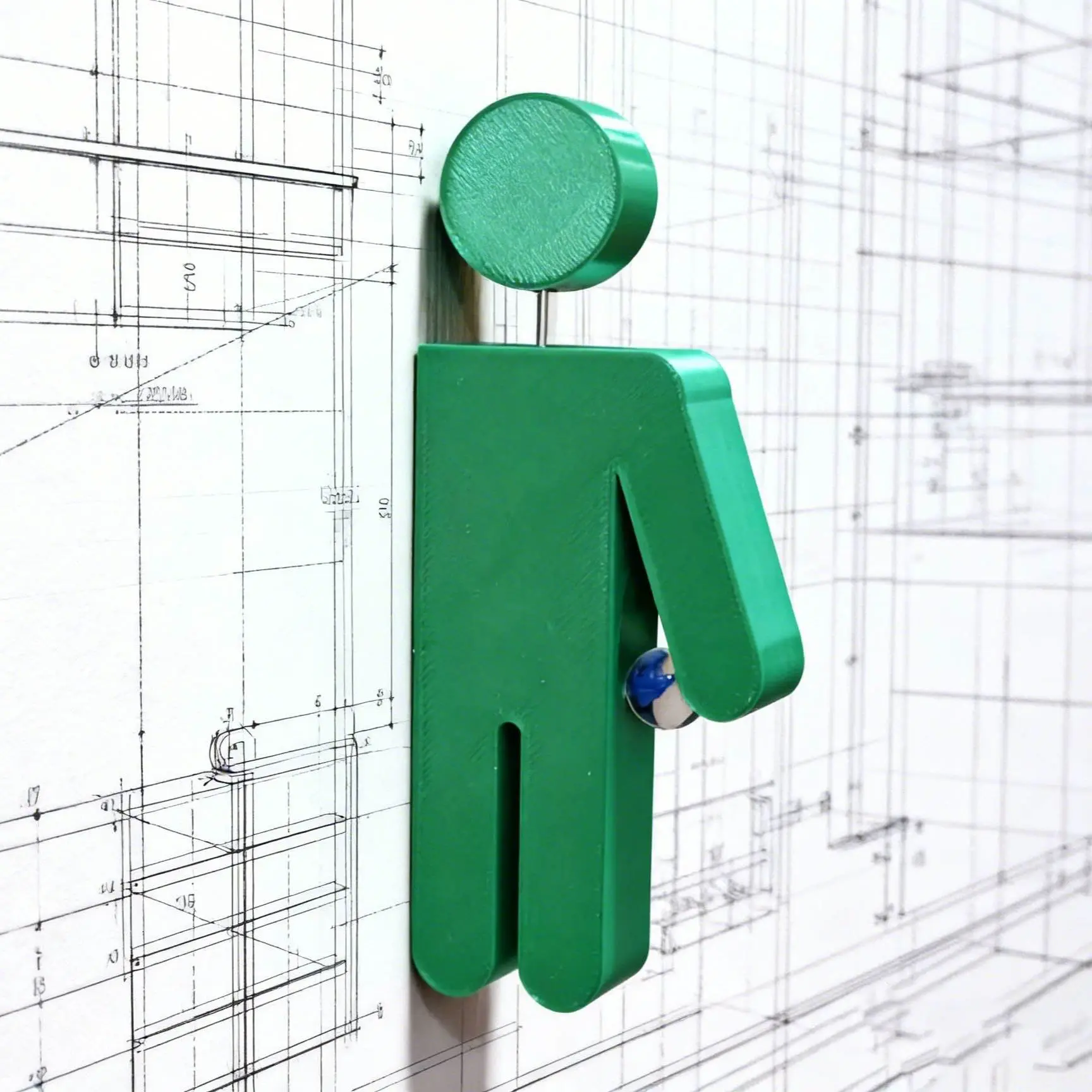 Gravity Towel and Clothing Hook – Little Figure Holding a Ba