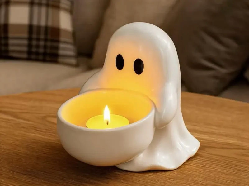 sculpture little ghost with bowl halloween decoration
