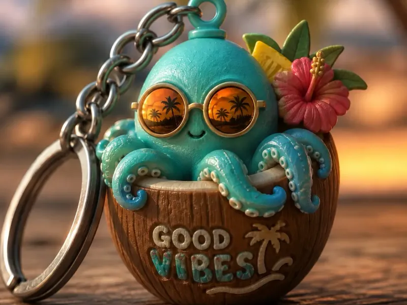 Pulpo Tropical “Good Vibes” – Llavero Veraniego STL
