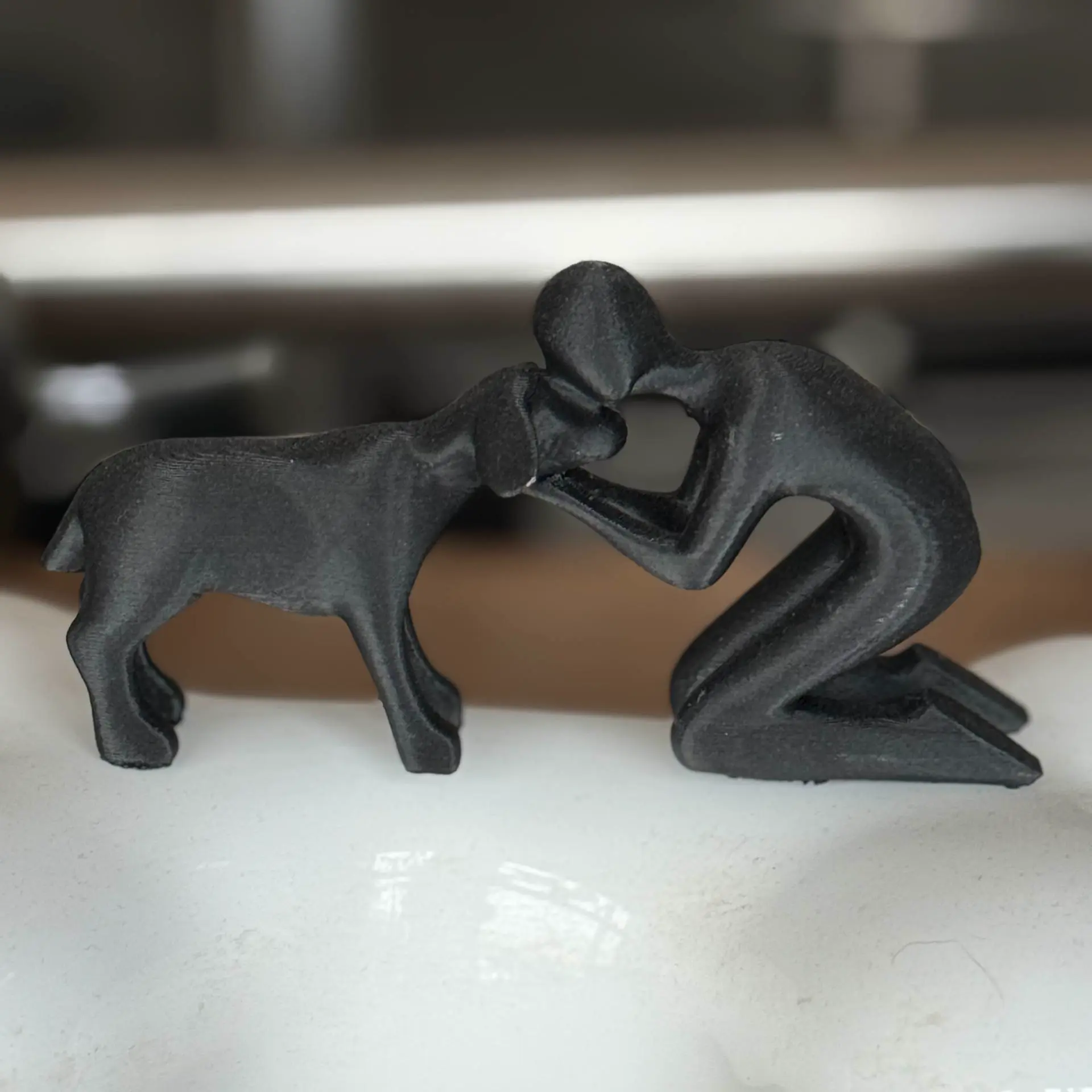 Dog & Human Love Sculpture – Minimalist Figurine