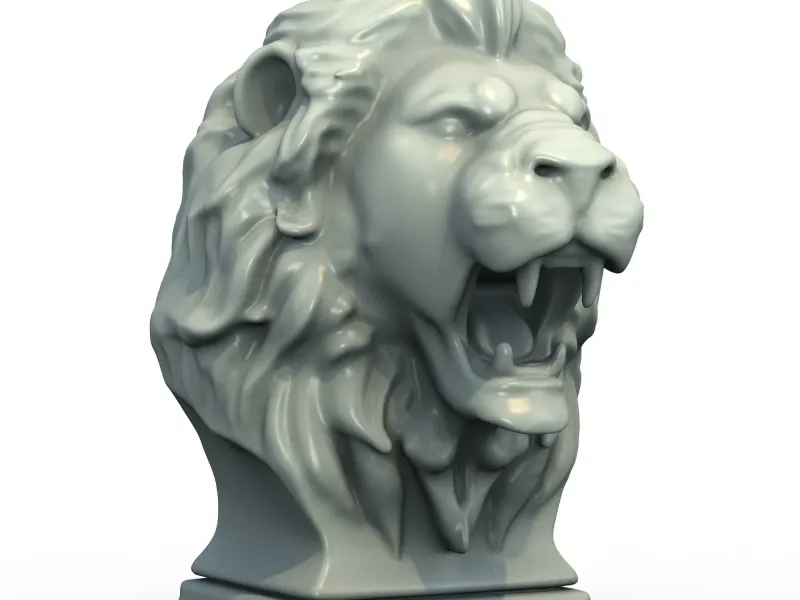 Lion Head Sculpture 3D Model