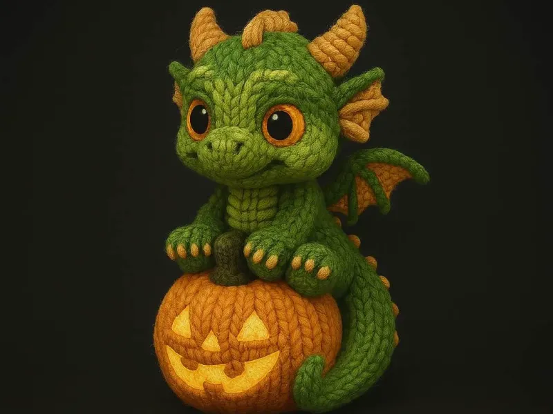 Baby Knitted Halloween Pumpkin Dragon