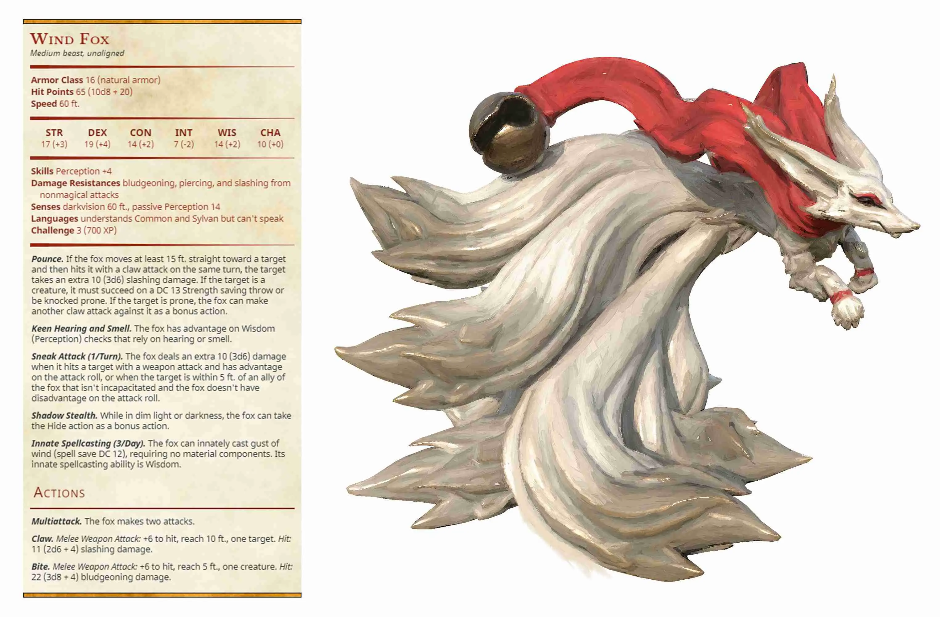 Wind Fox- Elemental Familars-Presupported - 32mm scale