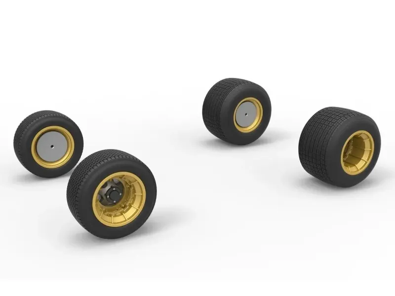 Wheel Set of Vintage Dirt Supermodified stock car Scale 1:25