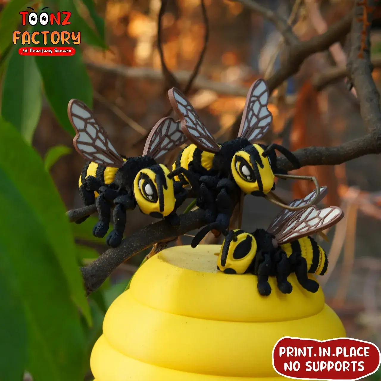 Print In Place Cute Flexi Bee & Beehive