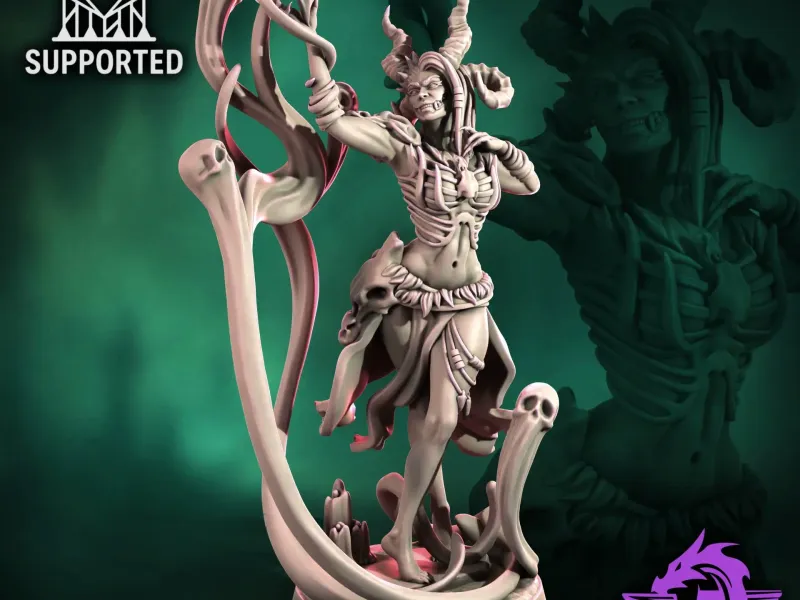 Female Necromancer Miniature STL Undead Spellcaster