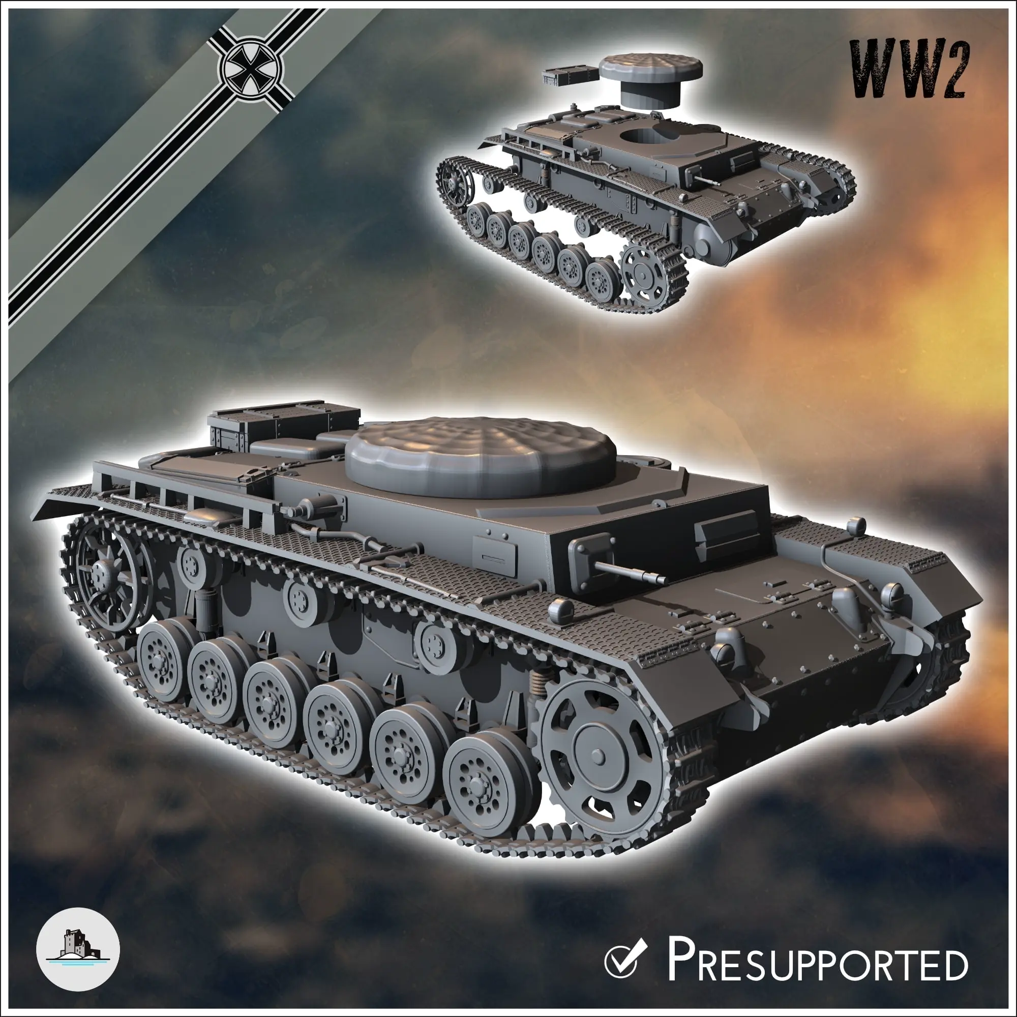 Deutsche WW2 Fahrzeuge Pack Nr. 3 (Panzer III und Varianten) - w