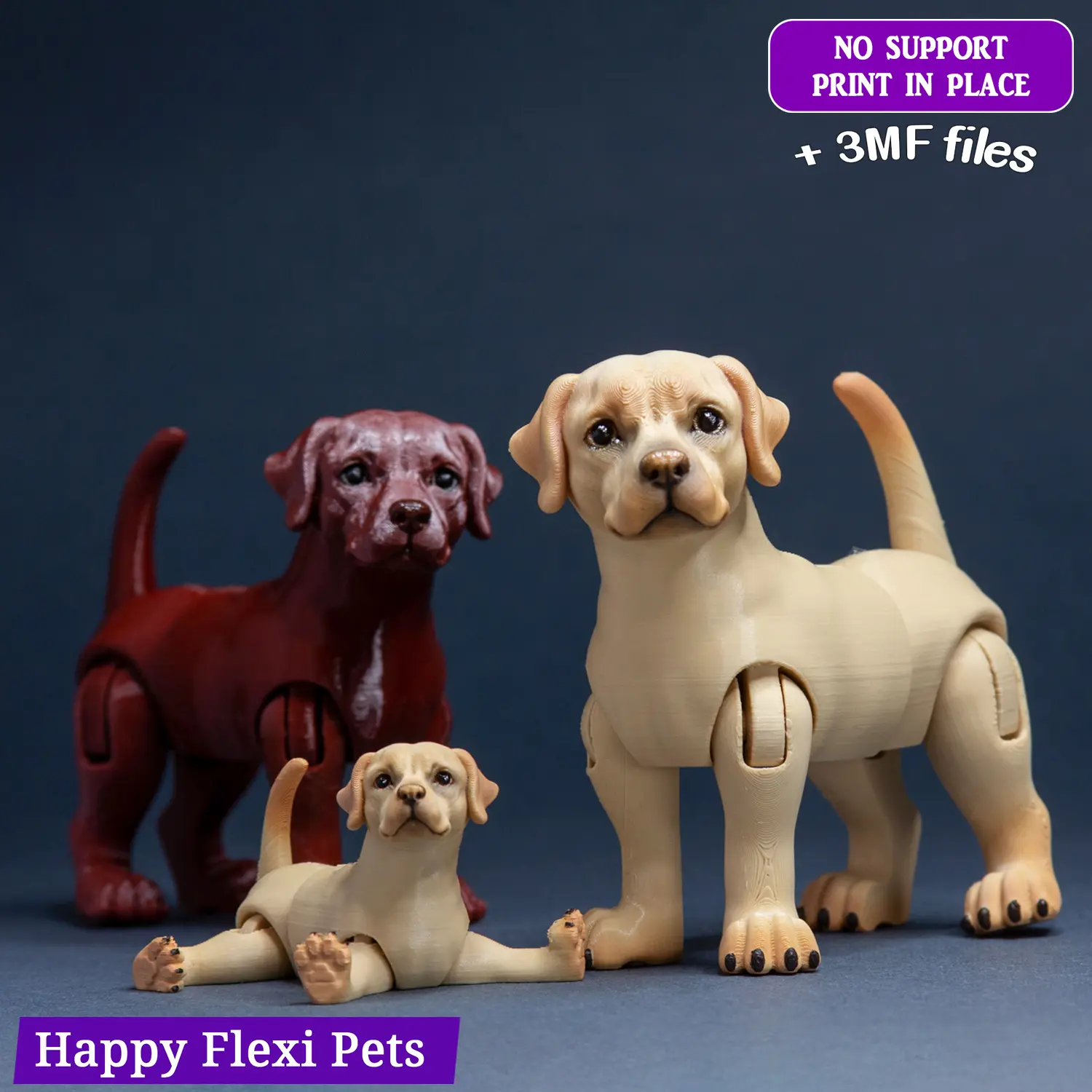 Labrador retriever dog articulated flexi toy (STL & 3MF)