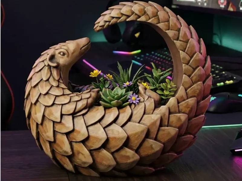 Pangolin Planter Pot | Succulent Animal Vase | Geometric Sca