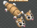 Articulated Corgi dog STL & 3MF – Flexi Print in place-6