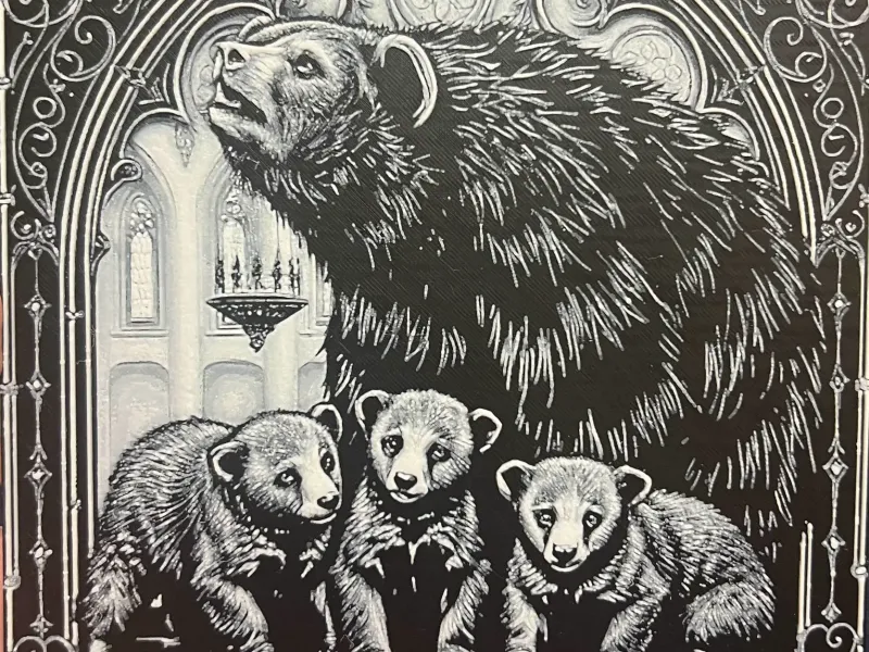 Bear & Cubs Artdeco Hueforge 200x200