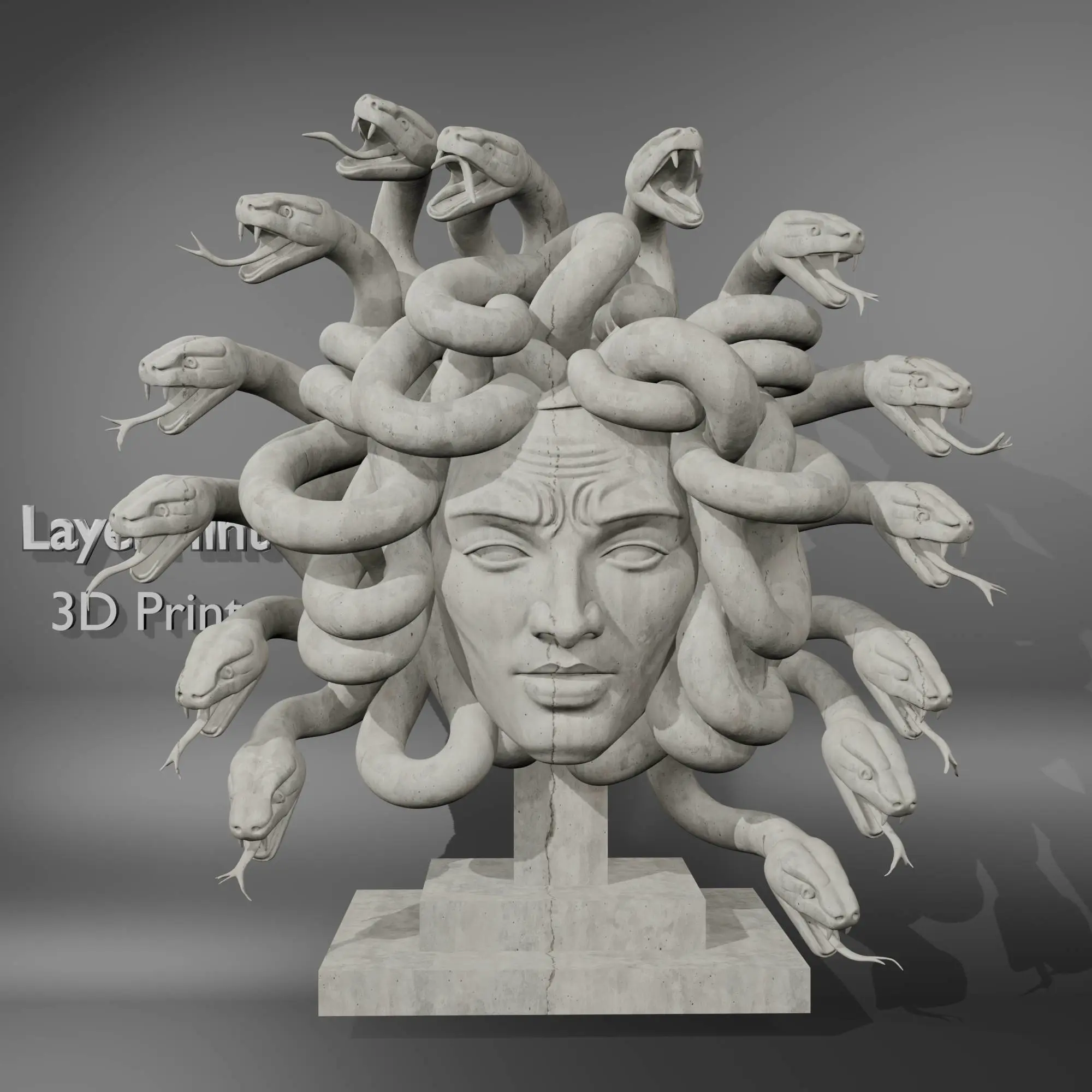 Medusa Snake Bust Statue STL | Mythological Gorgon Head