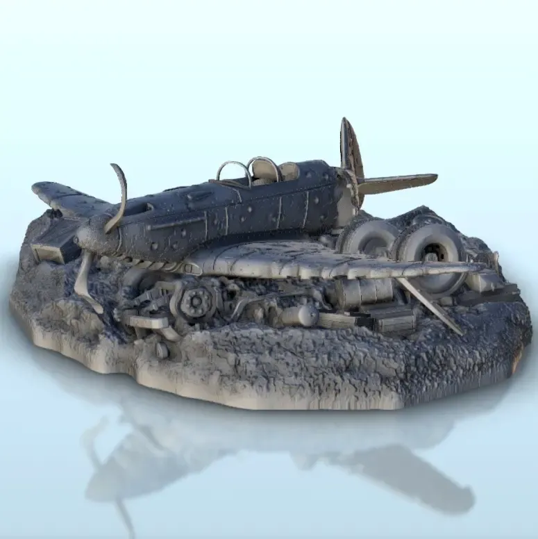 Airplane carcass of crashed Yakovlev Yak-3 - WW2 terrain